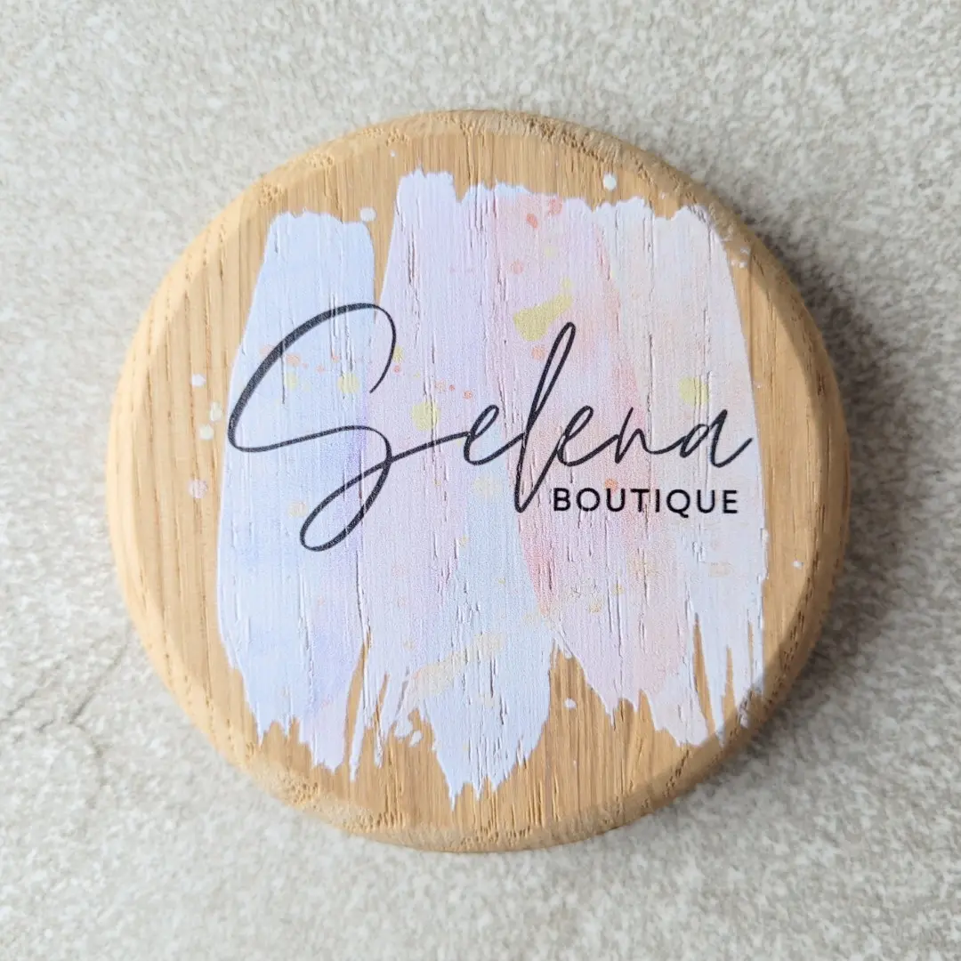 Dreweniane kółko z nadrukiem na presonalizowany upominek lub prezent firmowy z drewna, Wooden disc with print for a personalized gift or corporate gift made of wood