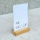 Stojak na kartkę A6 dębowy 105x40x20mm z kieszonką plexi