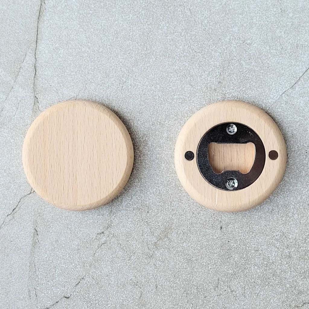 Beech bottle opener with magnets dia65x10mm