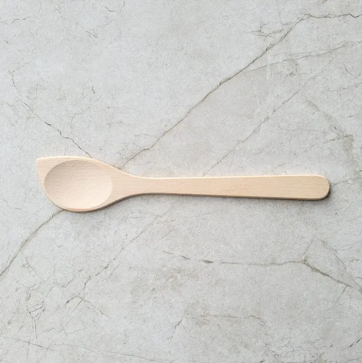 Beech spoon with flat handle and horn 295x60x7mm