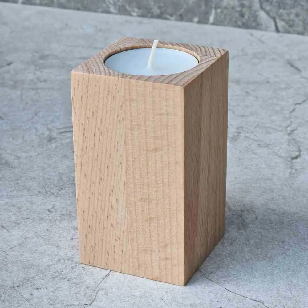 Beech tealight stand 90x50x50mm straight