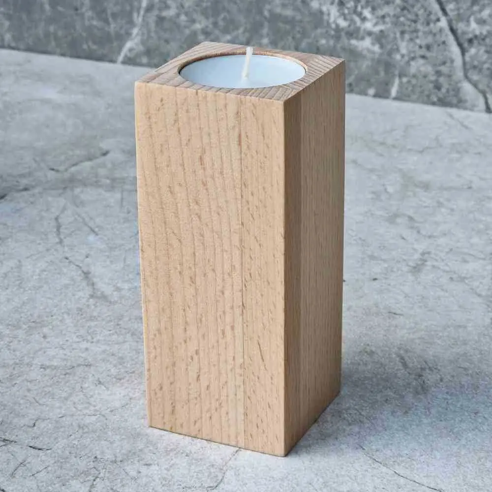 Beech tealight stand 120x50x50mm straight