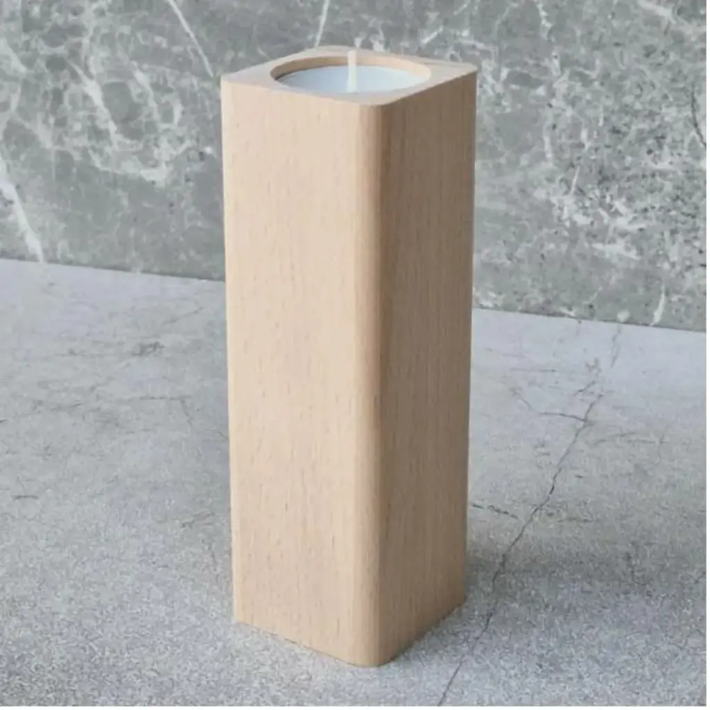 Beech tealight stand 150x50x50mm rounded