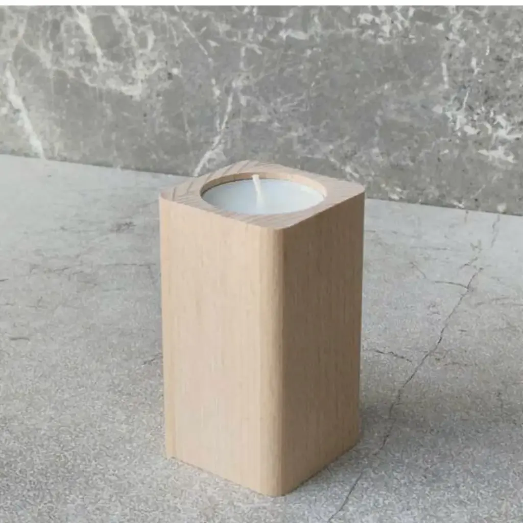 Beech tealight stand 90x50x50mm rounded