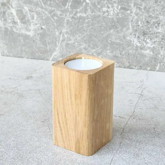 Oak tealight stand rounded 90x50x50mm
