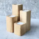 Oak set of rounded tealight stands 50x50x  60/90/120/150mm