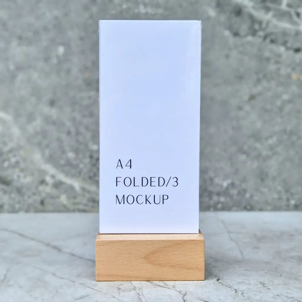 Stojak na kartkę 3DL bukowy 105x50x40mm z kieszonką plexi