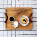 Oak tray 400x300x20mm with leather handles