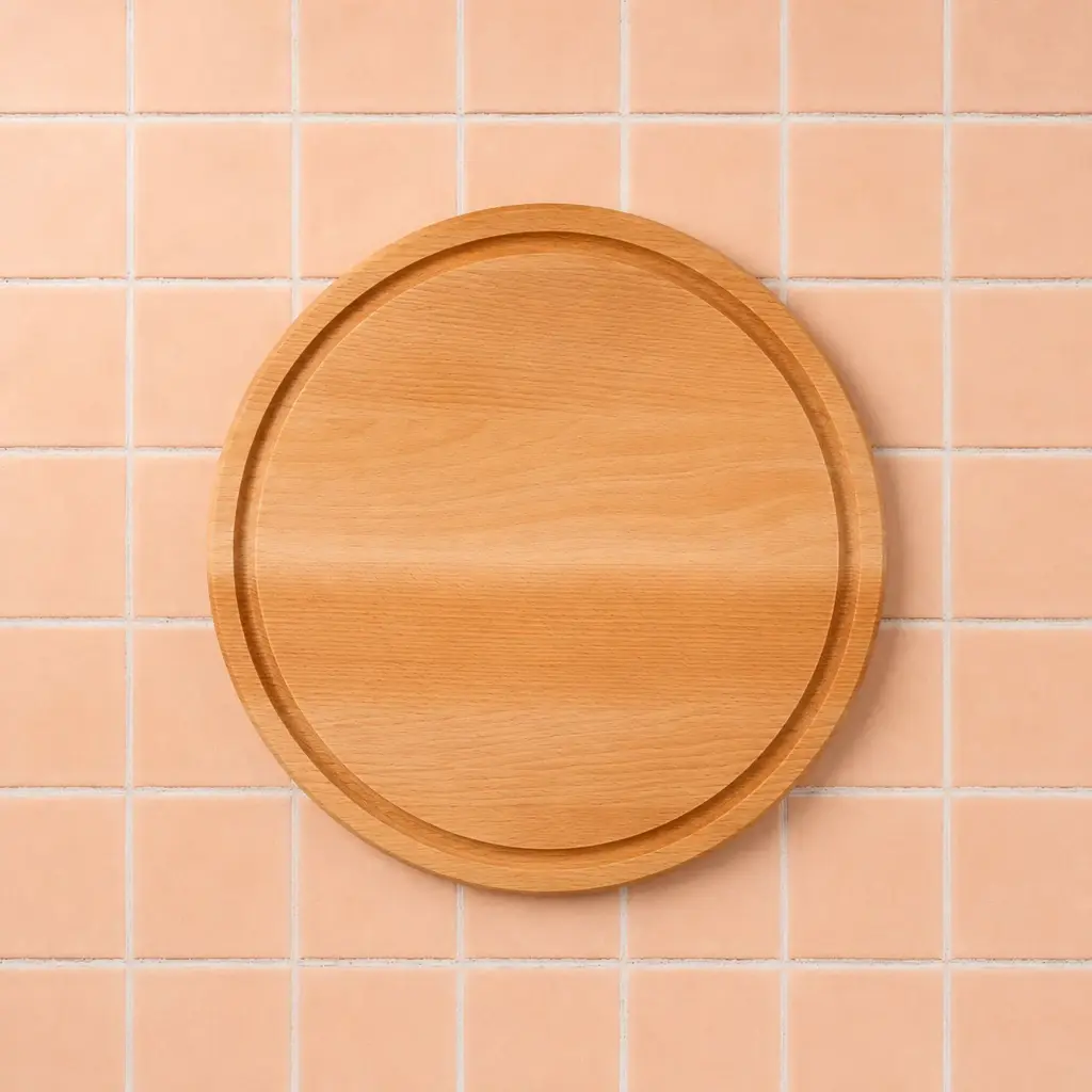 Beech round cutting board  with groove dia250x15mm