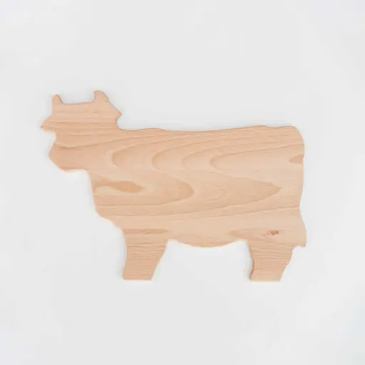 [BK10-00027-P-025136] Beech cutting board cow shape 285x200x9mm oiled