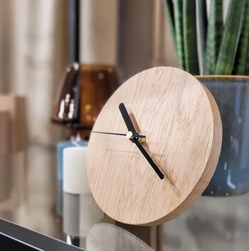[DB15-00895-H-025341] Oak standing clock dia 150mm