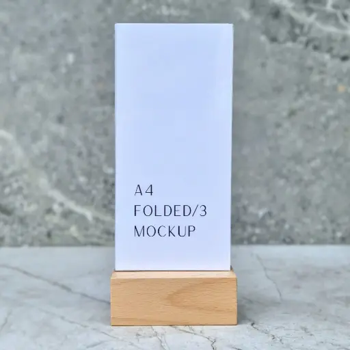 [BK40-00833-H-040718] Beech postcard stand 105x50x40mm with 3DL plexi
