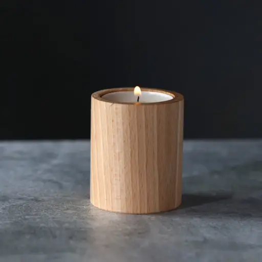 [BK30-01186-S-041864] Beech round tealight stand 60x50x50mm
